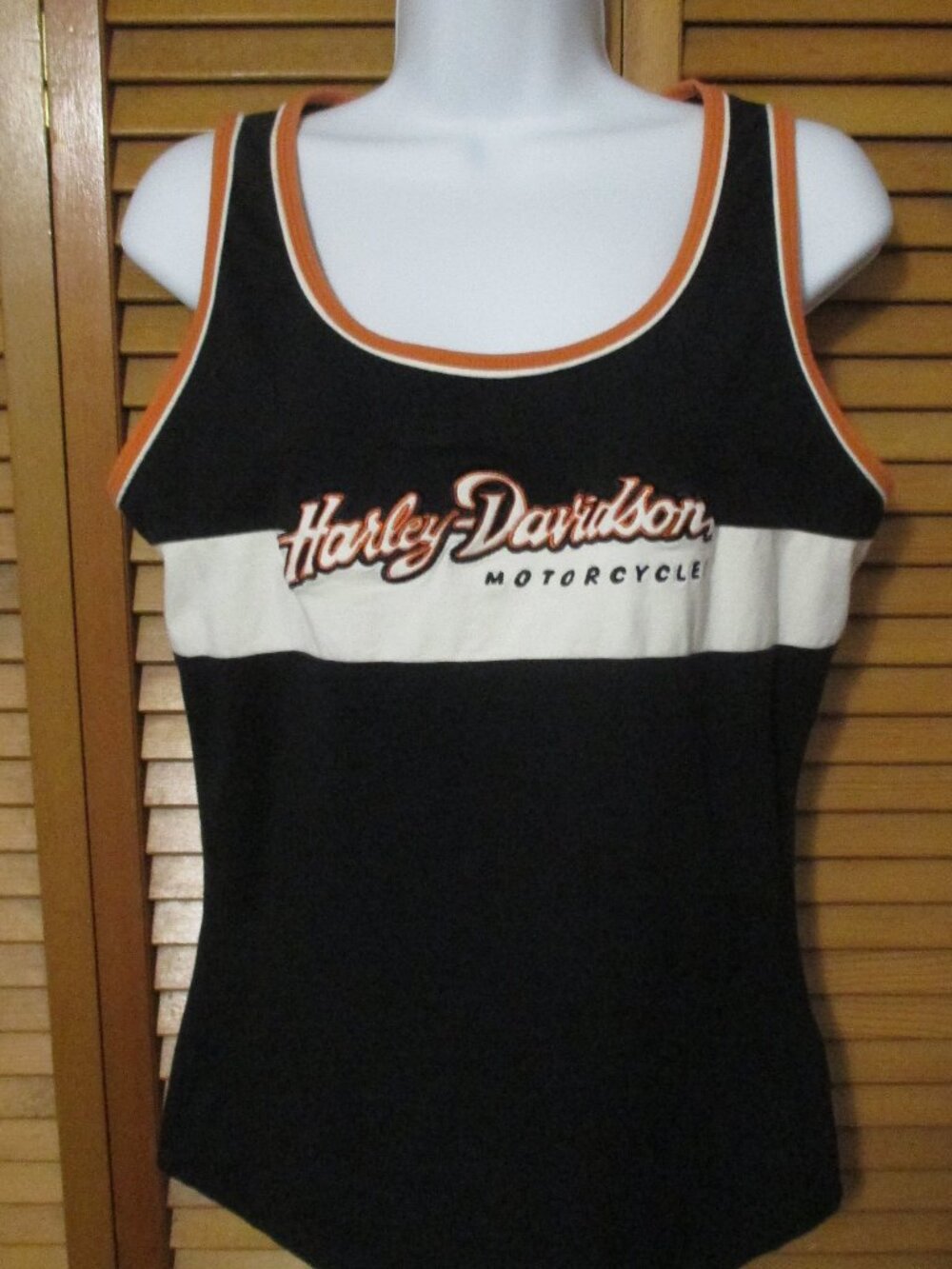 Harley-Davidson tank top with stretch cotton black, white stripe size L